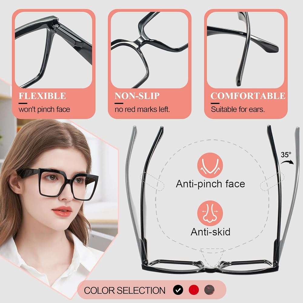 MARE AZZURO Oversized Reading Glasses Women Fashion Readers with Spring Hinge1.0 1.5 2.0 2.5 3.0 3.5 4.0 - Image 4