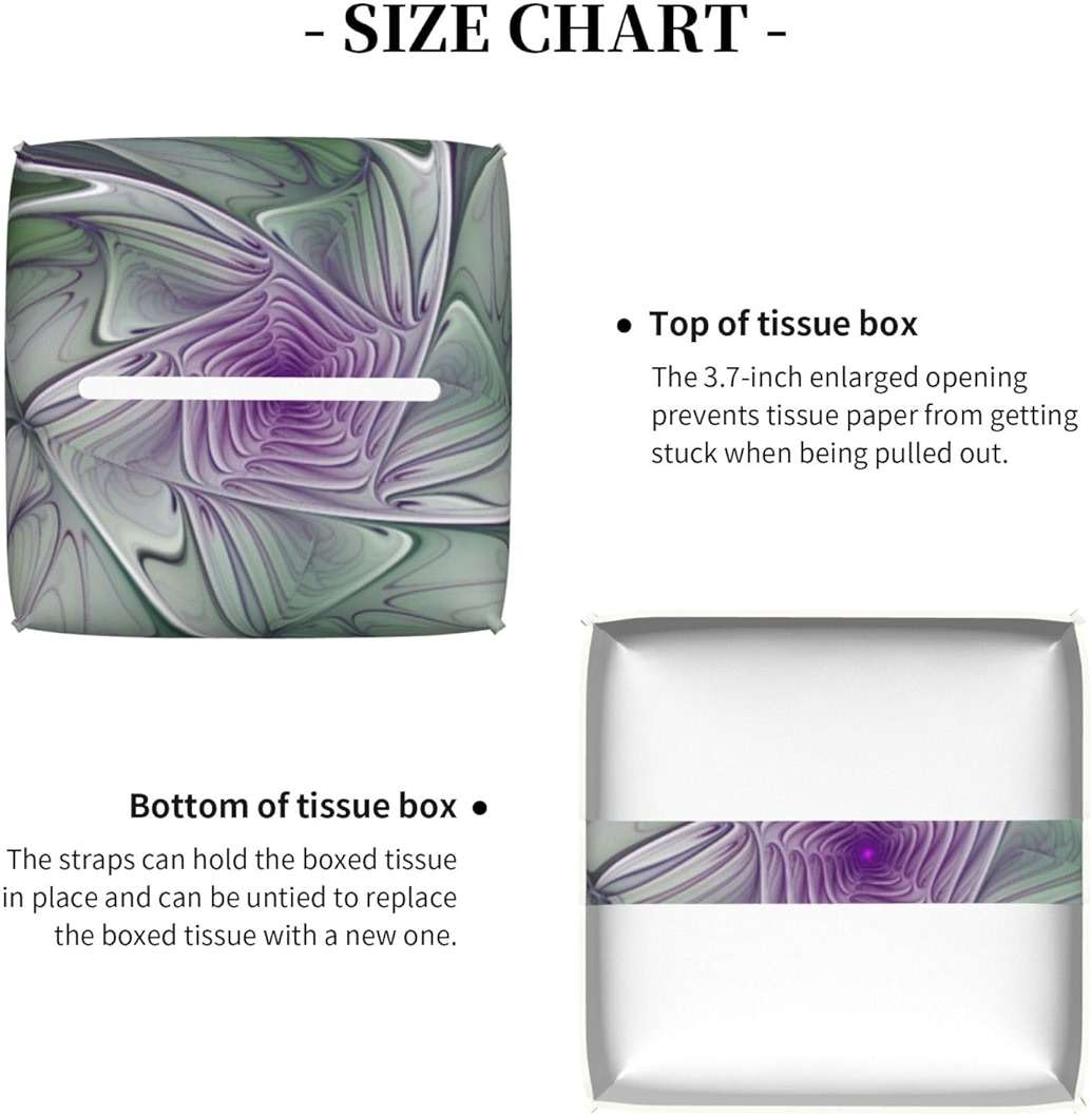 Flower Dream, Abstract Purple Green Fractal Art Luxury Leather Tissue Box with Elegant Tissue Lid and Sophisticated Office Decoration - Image 6