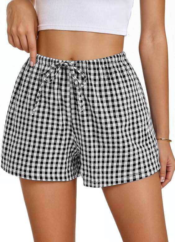 Beftwo Women Boxer Shorts with Pockets Comfy Breathable Drawstring Short Cotton Pajama Lounge Trendy Beach Casual - Image 1