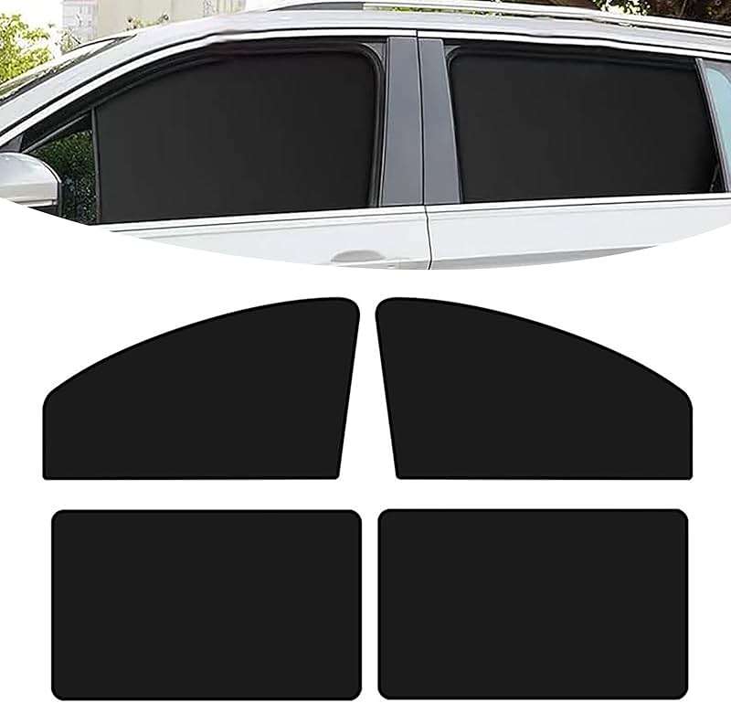 Merdege Pack of 4 Car Window Shade, Front Rear Side Window Protectors, 12.99x18.9x24.41 In/31.5x18.9 in Car Curtains Universal for Most Cars (Black) - Image 1