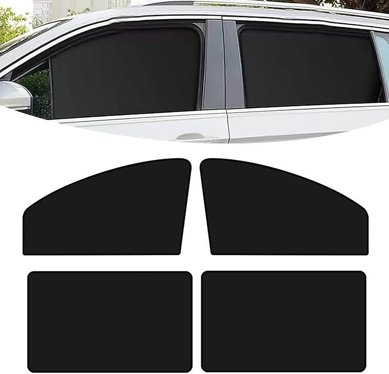 Merdege Pack of 4 Car Window Shade, Front Rear Side Window Protectors, 12.99x18.9x24.41 In/31.5x18.9 in Car Curtains Universal for Most Cars (Black) - Product Image