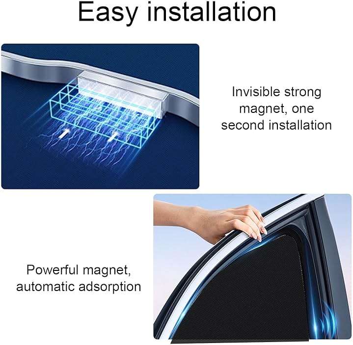Merdege Pack of 4 Car Window Shade, Front Rear Side Window Protectors, 12.99x18.9x24.41 In/31.5x18.9 in Car Curtains Universal for Most Cars (Black) - Image 7