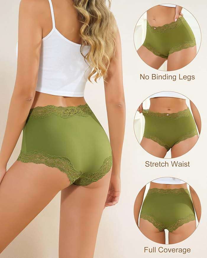 LEVAO Boy Shorts Underwear for Women Lace Full Covreage Boxer Briefs Panties 5 Pack S-XL - Image 3