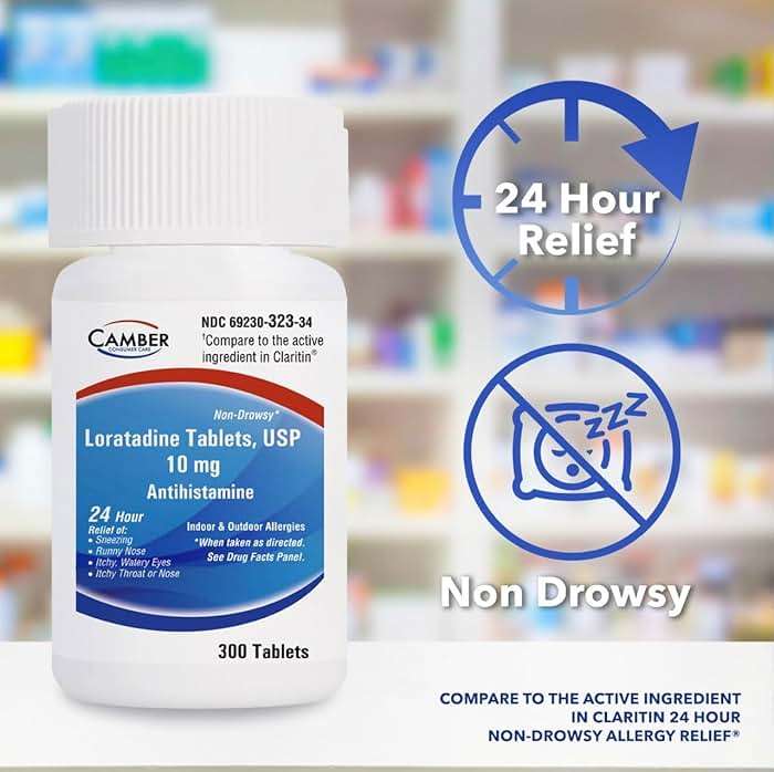 Camber Loratadine 10mg Allergy Pills, Antihistamine 24 Hour, Non Drowsy Allergy Relief (100 Tablets) - Image 5
