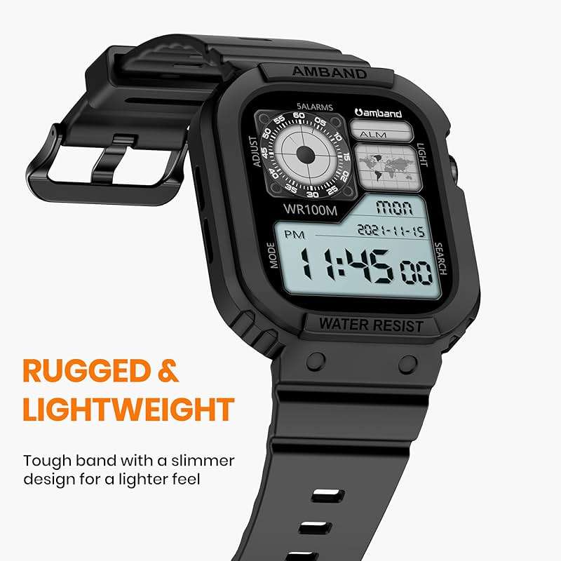 amBand E1 Sport Case Band for Apple Watch Ultra 3/2/1 & SE 3/2/1 & Series 11 10 9 8 7 6 5 4 3 49mm 46mm 45mm 44mm 42mm 41mm 40mm 38mm, Shockproof & Scratch Resistant Rugged Bumper for Men Women - Image 3