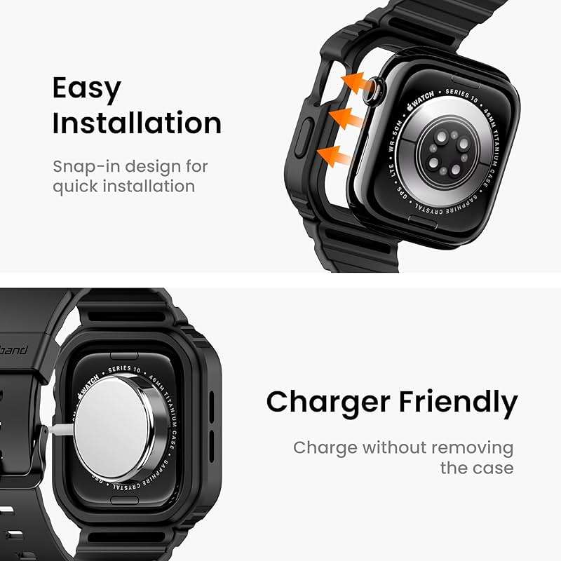 amBand E1 Sport Case Band for Apple Watch Ultra 3/2/1 & SE 3/2/1 & Series 11 10 9 8 7 6 5 4 3 49mm 46mm 45mm 44mm 42mm 41mm 40mm 38mm, Shockproof & Scratch Resistant Rugged Bumper for Men Women - Image 6