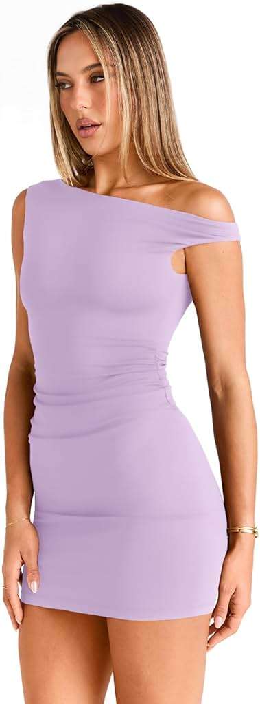 Trendy Queen Womens Mini Summer Dresses 2026 Going Out Off The Shoulder Bodycon Sexy Party Club Spring Fashion Outfits - Image 3