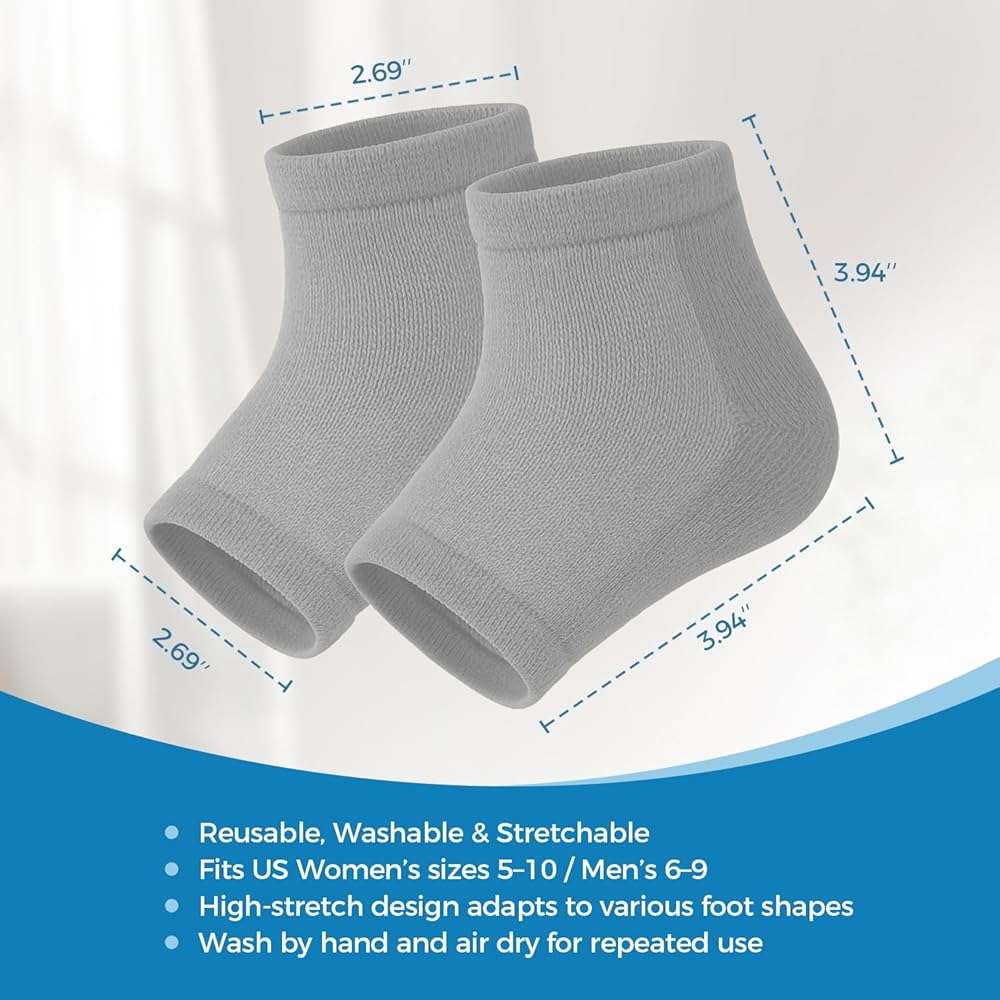 HOMEDSUN 2 Pairs Moisturizing Gel Toeless Socks for Dry Feet Cracked Heel Stick Repair Treatment Women Hydrating Foot Spa Moisture Softens Reusable Pedicure Sock - Image 4