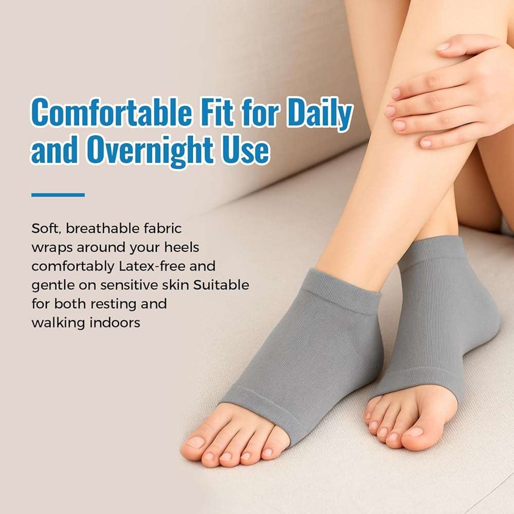 HOMEDSUN 2 Pairs Moisturizing Gel Toeless Socks for Dry Feet Cracked Heel Stick Repair Treatment Women Hydrating Foot Spa Moisture Softens Reusable Pedicure Sock - Image 5