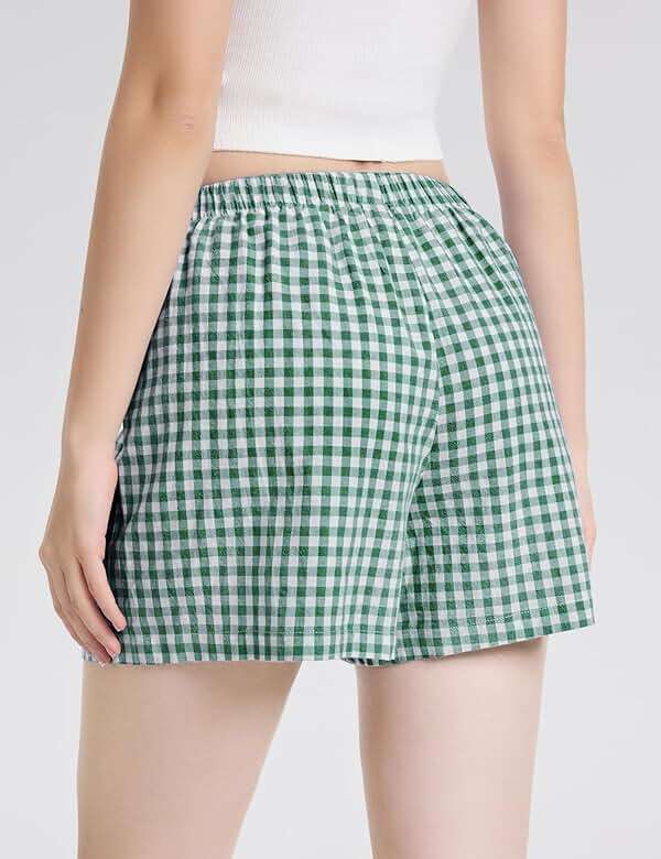 LOMON Boxer Shorts for Women Summer Gingham Pajamas 2026 Lounge Sleep Pj Plaid Shorts Y2K Beach Bottoms with Pockets - Image 4