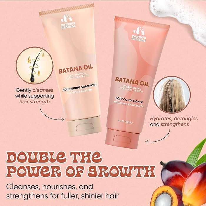 Panda's Promise Batana Oil Shampoo and Conditioner Set – Sulfate-Free Haircare with Batana Oil Nourishing Duo for Smooth, Soft and Manageable Hair For All Hair Types, Unisex (12 fl oz Each) - Image 4