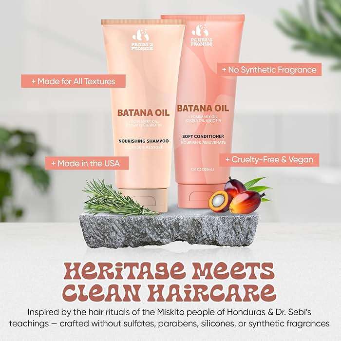 Panda's Promise Batana Oil Shampoo and Conditioner Set – Sulfate-Free Haircare with Batana Oil Nourishing Duo for Smooth, Soft and Manageable Hair For All Hair Types, Unisex (12 fl oz Each) - Image 7
