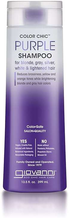 Giovanni Color Chic Purple Shampoo for Blonde, Gray, Silver, White, & Bleached Hair - Reduces Brass, Yellow, & Orange Tones, Adds Shine, Vegan, Cruelty Free, Lauryl & Laureth Sulfate Free - 13.5 fl oz - Image 1