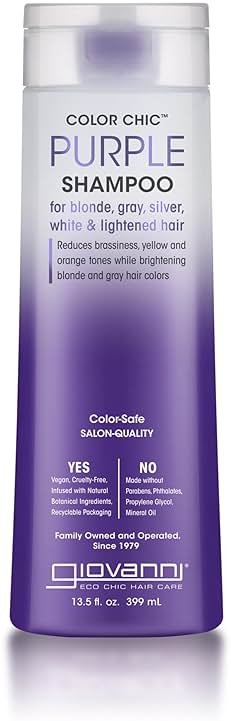 Giovanni Color Chic Purple Shampoo for Blonde, Gray, Silver, White, & Bleached Hair - Reduces Brass, Yellow, & Orange Tones, Adds Shine, Vegan, Cruelty Free, Lauryl & Laureth Sulfate Free - 13.5 fl oz - Product Image