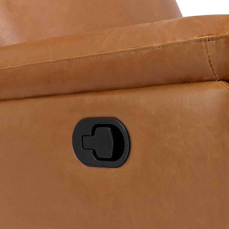 Davinci Suzy Glider Recliner Nursery Chair - Glider Rocking Chair for Nursery and Living Room - GREENGUARD Gold, FSC & Certi-PUR US Certified - 360° Swivel Rocker Recliner Chair (Vegan Tan Leather) - Image 5