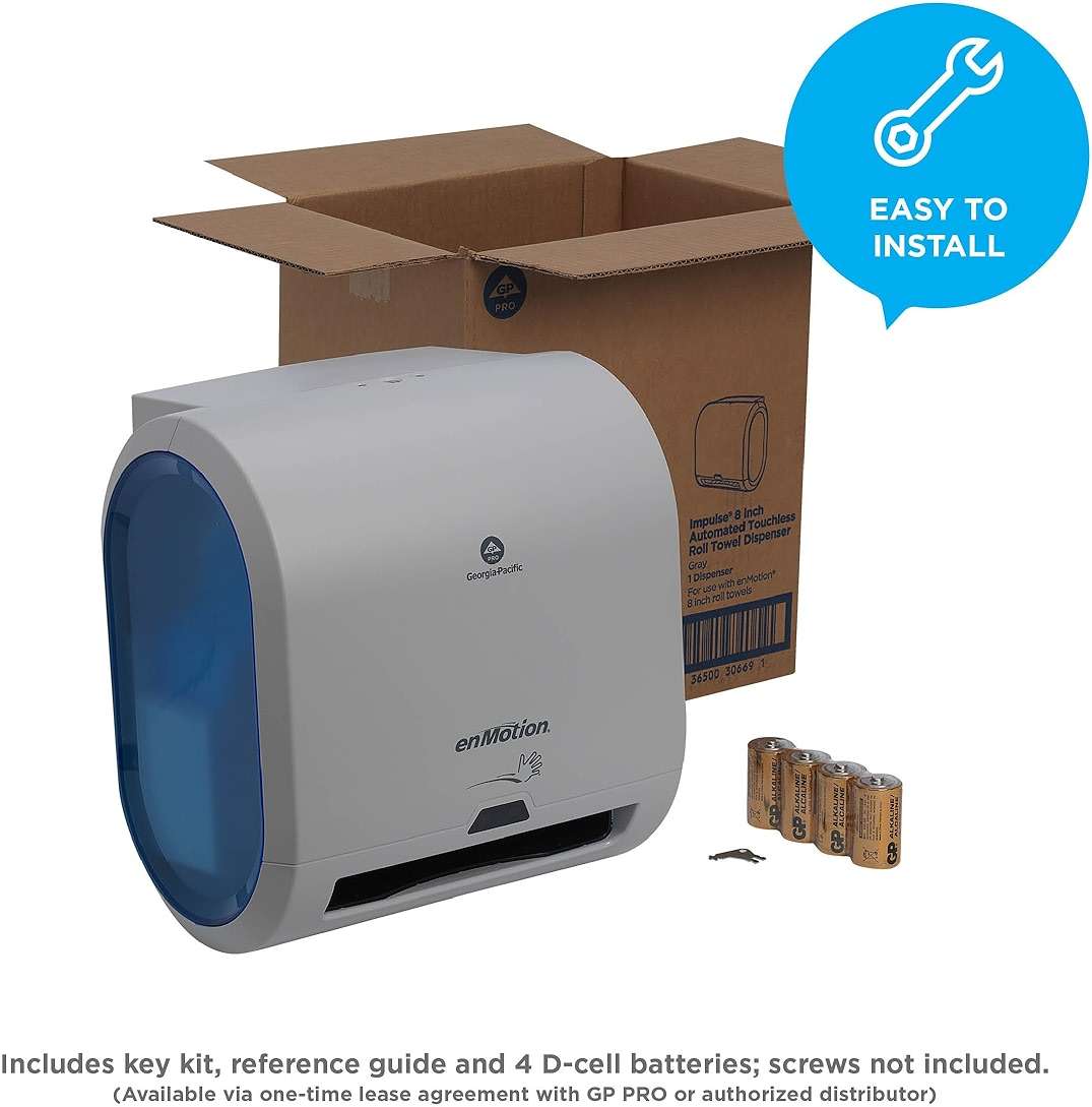enMotion Georgia‑Pacific (by GP PRO) Impulse 8 in 1‑Roll Automated Touchless Paper Towel Dispenser, Gray, 59497A - Image 5