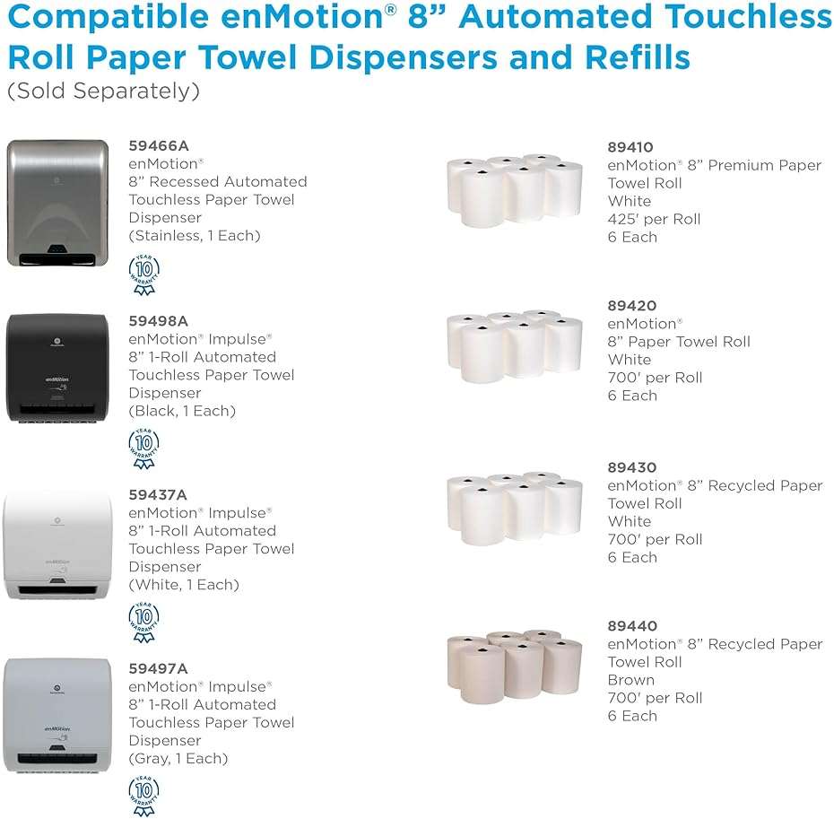 enMotion Georgia‑Pacific (by GP PRO) Impulse 8 in 1‑Roll Automated Touchless Paper Towel Dispenser, Gray, 59497A - Image 7