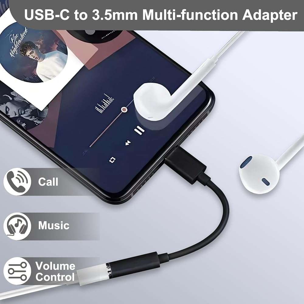 QAJOPFN 2 Pack USB C to 3.5mm Headphone Jack Adapter, Hi-Fi DAC Audio Converter with Microphone, Compatible with iPhone 15/Pro, Samsung Galaxy, iPad Pro, MacBook, Pixel, Black & White - Image 4