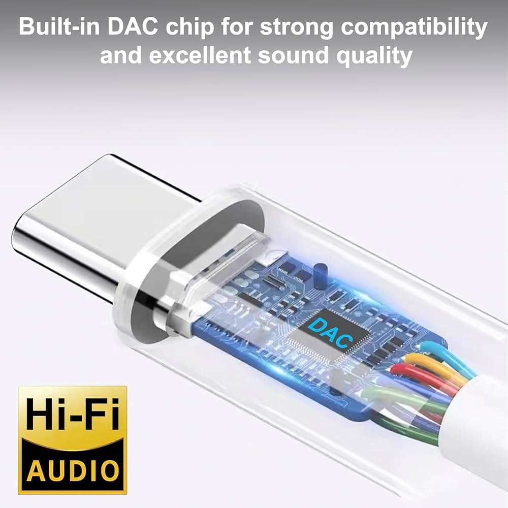 QAJOPFN 2 Pack USB C to 3.5mm Headphone Jack Adapter, Hi-Fi DAC Audio Converter with Microphone, Compatible with iPhone 15/Pro, Samsung Galaxy, iPad Pro, MacBook, Pixel, Black & White - Image 5