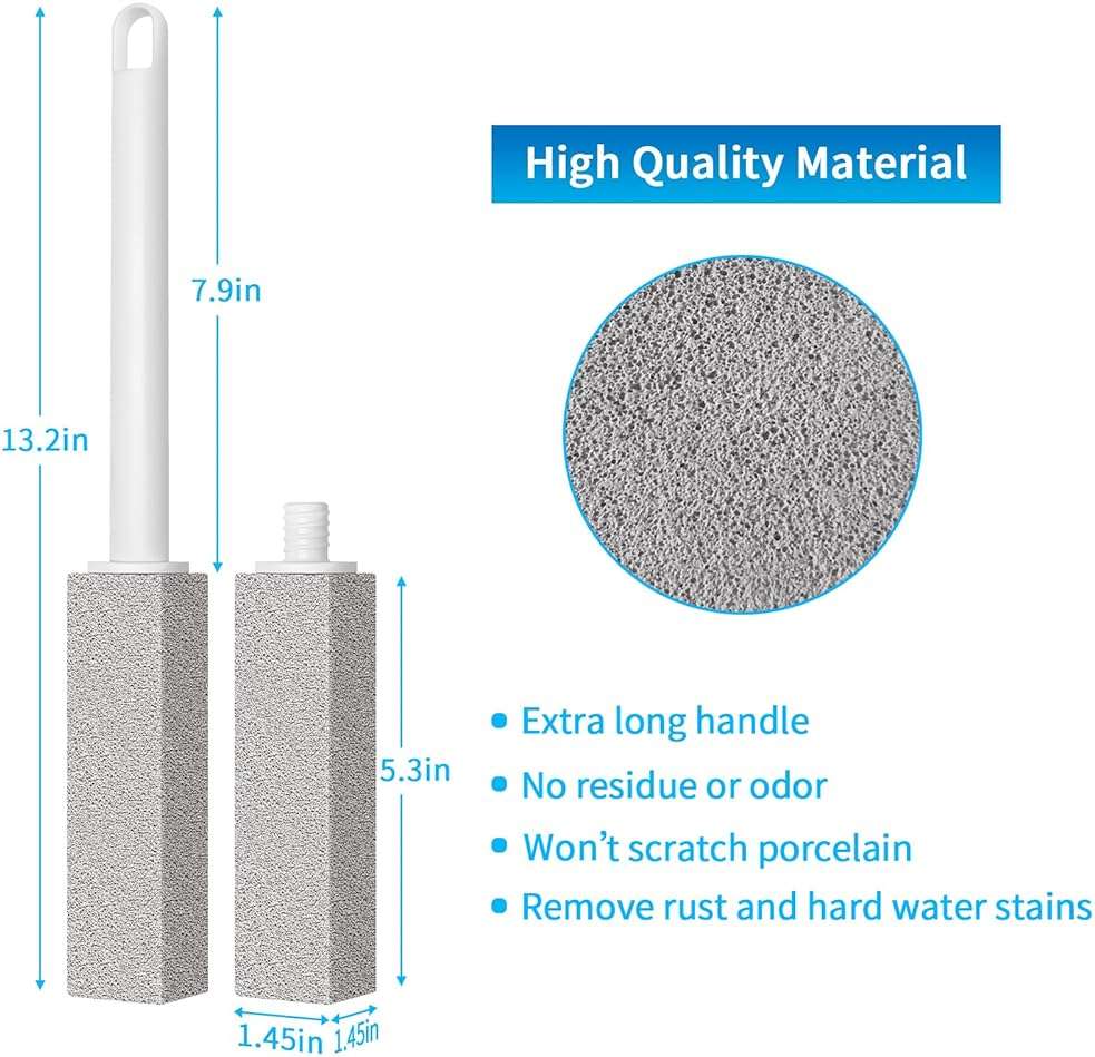 4TH Pumice Stone Toilet Bowl Cleaning – Pumice Sticks with Long Handle, Ideal for Removing Hard Water Rings and Stains, Eco-Friendly and Scratch-Resistant-3Pack - Image 2