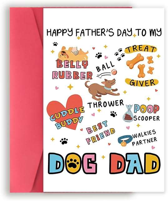 Funny Fathers Day Card for Dog Dad, Lovely Father's Day Card Gift from Dog, Dog Dad Gifts for Men, Unique Daddy Card for Pet Lover - Image 1