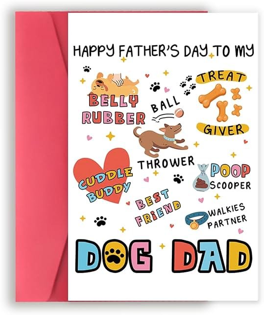 Funny Fathers Day Card for Dog Dad, Lovely Father's Day Card Gift from Dog, Dog Dad Gifts for Men, Unique Daddy Card for Pet Lover - Product Image