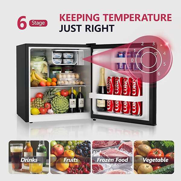 Icyglee 1.7 Cu.Ft Mini Fridge with Freezer, Single Reversible Door Compact Refrigerator, Adjustable Thermostat&Energy Saving Mini Fridge for Bedroom, Dorm, Office, Low Noise, Black - Image 3