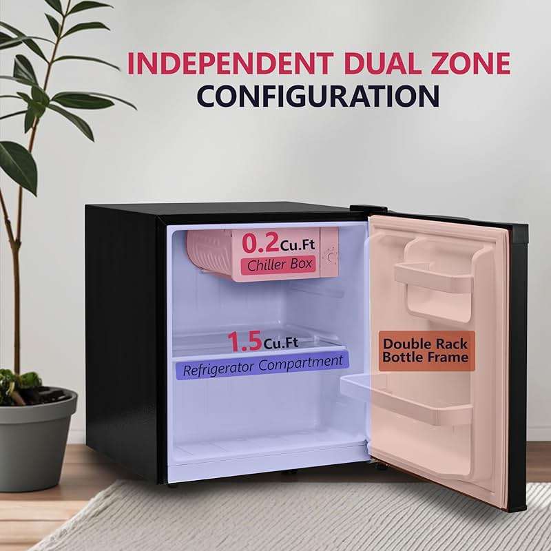 Icyglee 1.7 Cu.Ft Mini Fridge with Freezer, Single Reversible Door Compact Refrigerator, Adjustable Thermostat&Energy Saving Mini Fridge for Bedroom, Dorm, Office, Low Noise, Black - Image 4