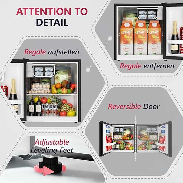 Icyglee 1.7 Cu.Ft Mini Fridge with Freezer, Single Reversible Door Compact Refrigerator, Adjustable Thermostat&Energy Saving Mini Fridge for Bedroom, Dorm, Office, Low Noise, Black - Image 5