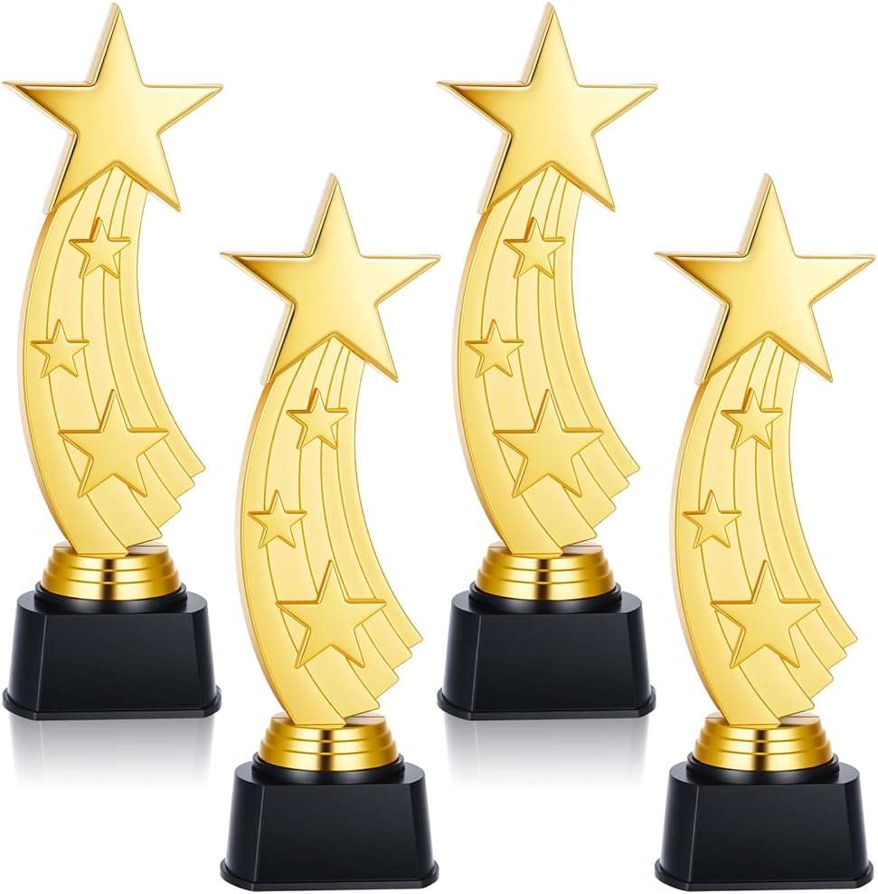 Quelay 9.5 Inch Trophy Awards Gold Plastic Trophies Bulk for Employee Recognition, School Prize, Motivational Gift, Celebrating Outstanding Achievement, Competition - Image 1