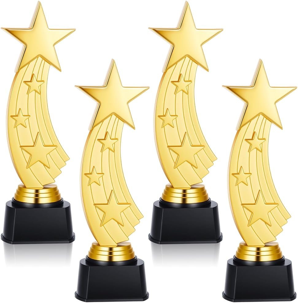 Quelay 9.5 Inch Trophy Awards Gold Plastic Trophies Bulk for Employee Recognition, School Prize, Motivational Gift, Celebrating Outstanding Achievement, Competition - Product Image