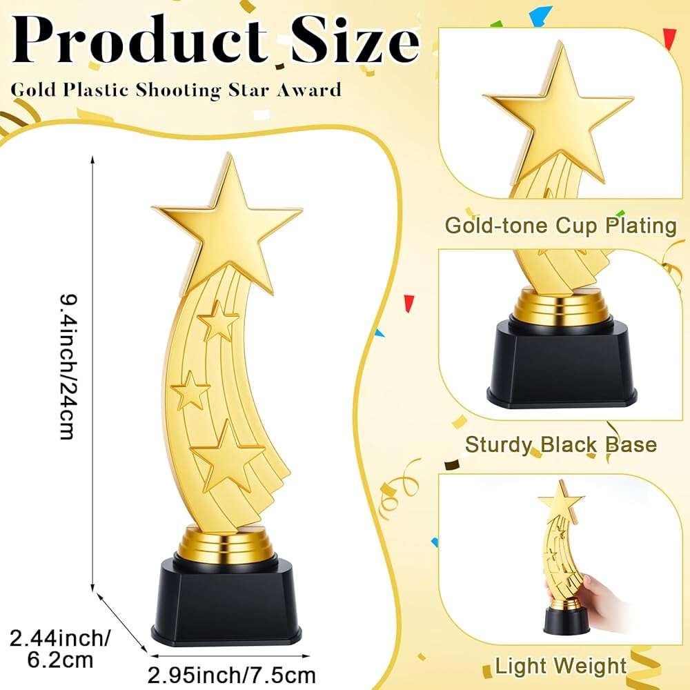 Quelay 9.5 Inch Trophy Awards Gold Plastic Trophies Bulk for Employee Recognition, School Prize, Motivational Gift, Celebrating Outstanding Achievement, Competition - Image 2