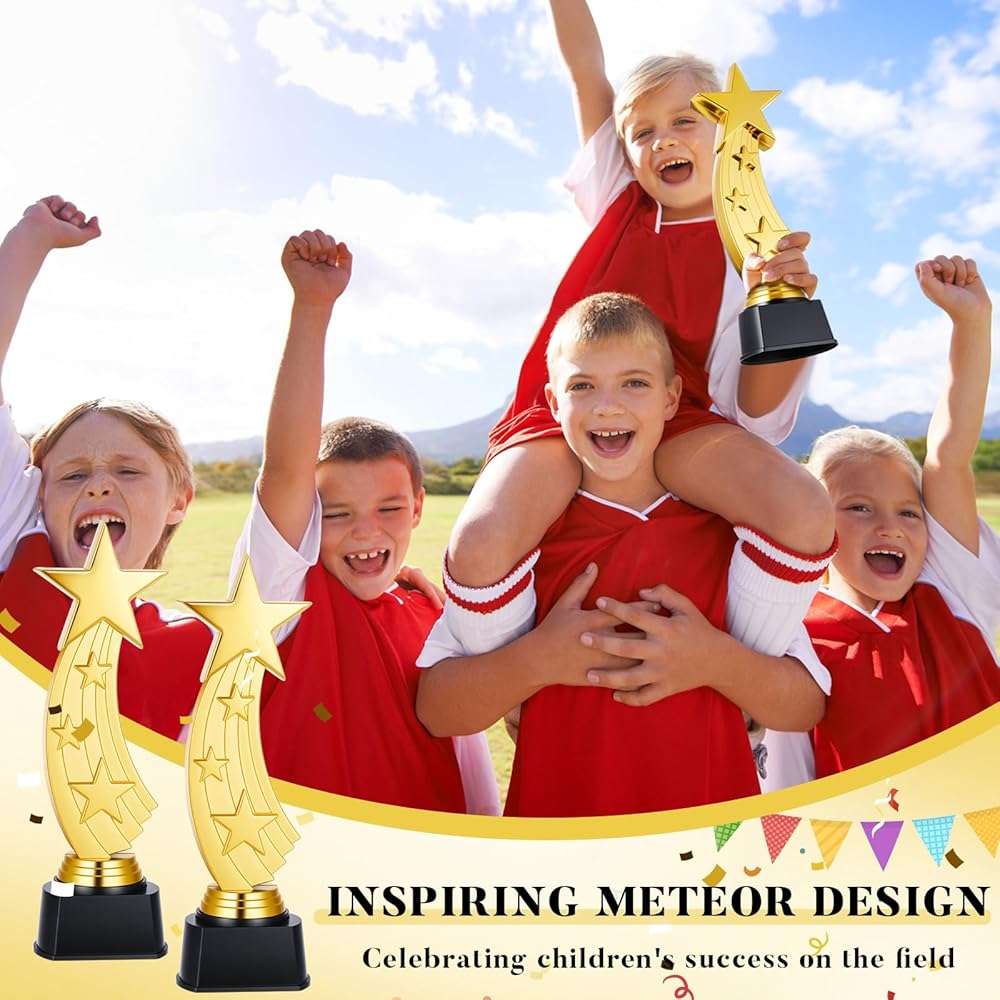 Quelay 9.5 Inch Trophy Awards Gold Plastic Trophies Bulk for Employee Recognition, School Prize, Motivational Gift, Celebrating Outstanding Achievement, Competition - Image 3