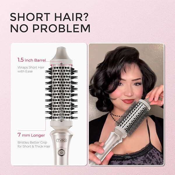 TYMO Thermal Brush Curling Brush - STYLUX 1.5 Inch Blowout Volumizer with Flexi-Fit for Hair Straightening, Heated Round Styler Tool, Hair Straightener and Curler 2 in 1, Dual Voltage, Gold - Image 4