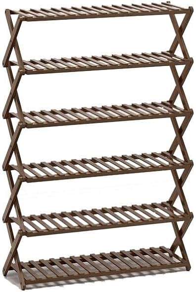 YOUQUEEN Entrance Shoe Rack Foldable Shoe Rack, Multifunctional Free Standing Shoe Storage Shelf, Multi-Tier Bamboo Shoe Organizer Rack for Closet Entryway Shoe Stand for Entryway(6-Layers 50cm) - Image 1
