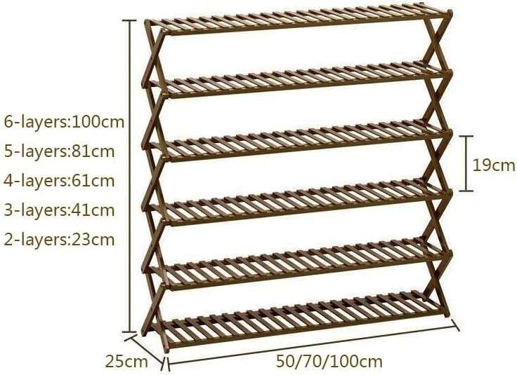 YOUQUEEN Entrance Shoe Rack Foldable Shoe Rack, Multifunctional Free Standing Shoe Storage Shelf, Multi-Tier Bamboo Shoe Organizer Rack for Closet Entryway Shoe Stand for Entryway(6-Layers 50cm) - Image 3