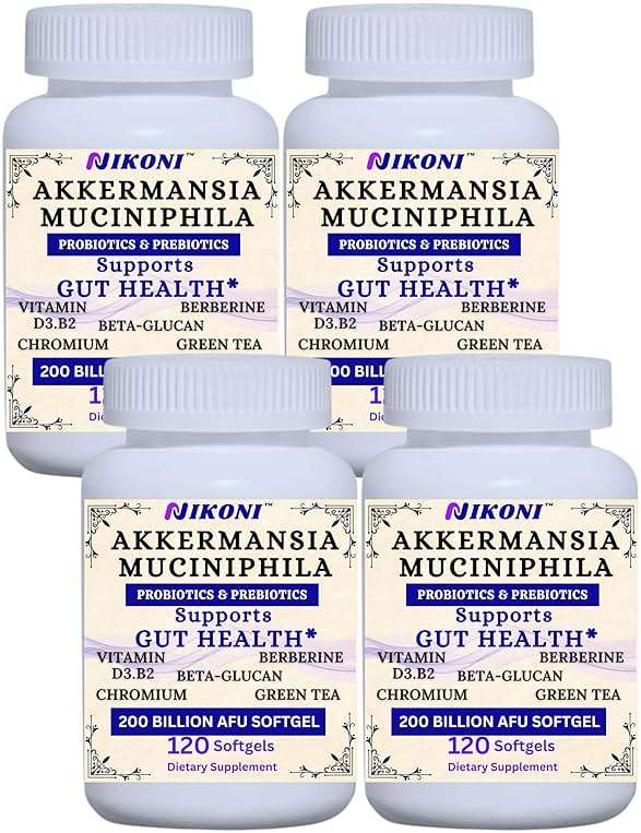 Nikoni Akkermansia Muciniphila GLP-1 Probiotic Supplement for Women & Men, Gut Health (Pack of 4) - Image 1