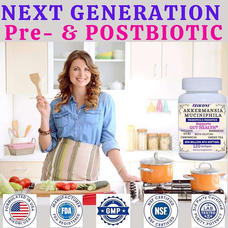 Nikoni Akkermansia Muciniphila GLP-1 Probiotic Supplement for Women & Men, Gut Health (Pack of 4) - Image 5