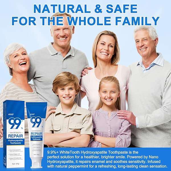 9.9% Hydroxyapatite Toothpaste - 2 Pack, Protects Enamel and Strengthens Teeth, Cleans and Cares for Oral Health, Freshens Breath, Non-Irritating, Natural and Safe, 8.46 Oz - Image 7