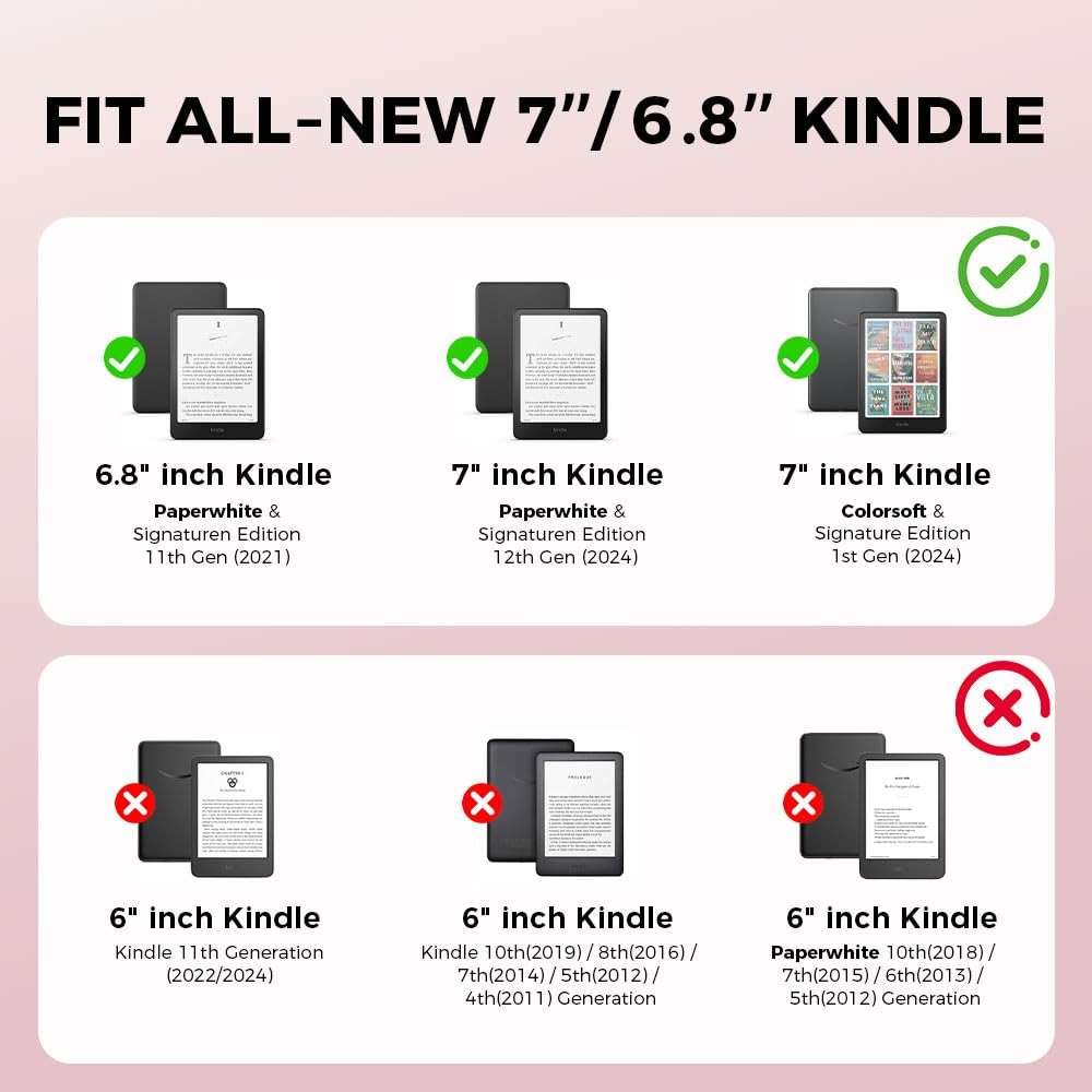 Pink Bow Case for 7"/ 6.8“ Kindle Paperwhite 12th/11th Generation,Hand Strap Stand Book Cover Sleeve for Kindle Colorsoft Signature Edition,2025 Cute Coquette Ereader Ebook Gifts - Image 2