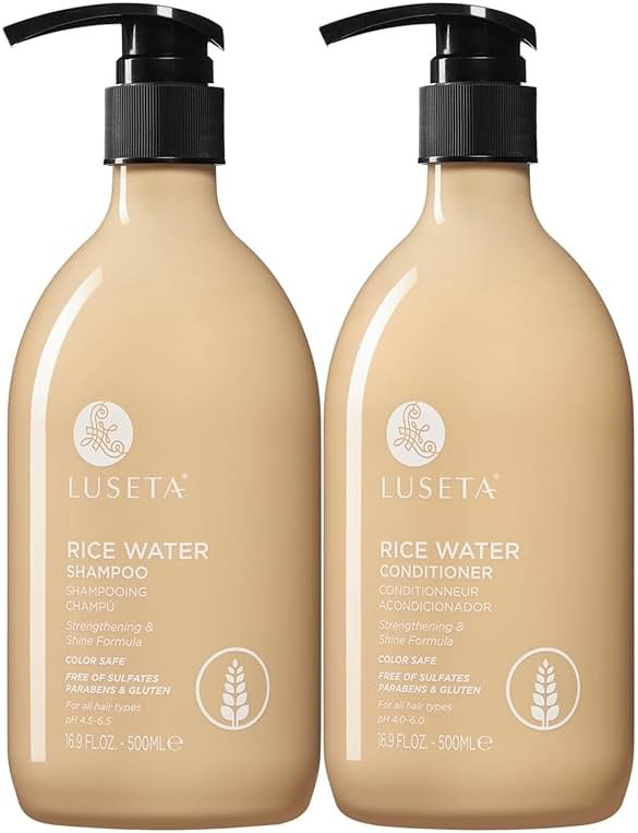 Luseta Rice Water Shampoo and conditioner Set Strengthening & Nourishing Revitalizes Shine for All Hair Types Hydrating & Frizz Control for Women and Men 16.9oz*2 - Product Image