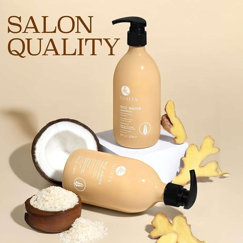 Luseta Rice Water Shampoo and conditioner Set Strengthening & Nourishing Revitalizes Shine for All Hair Types Hydrating & Frizz Control for Women and Men 16.9oz*2 - Image 4