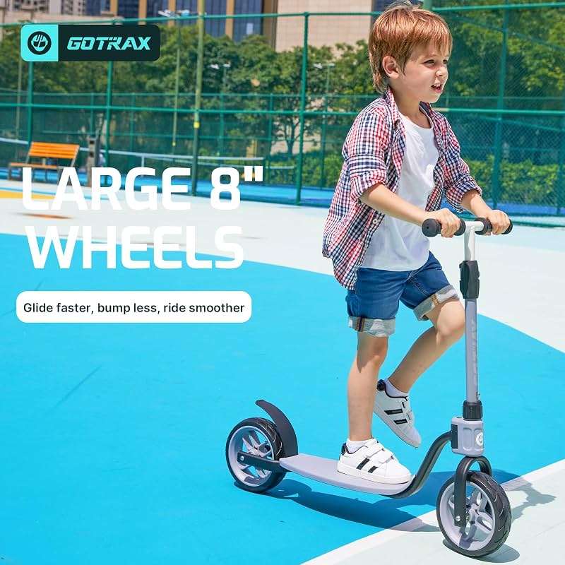 Gotrax KS8 Kick Scooter for Kids 5+, Large 8" Wheels and Height Adjustable Handlebar, Sturdy Wide Deck & Rear Brake, Detachable for Easy Storage, 2 Wheels Kids Scooter, Gift for Boys & Girl - Image 2