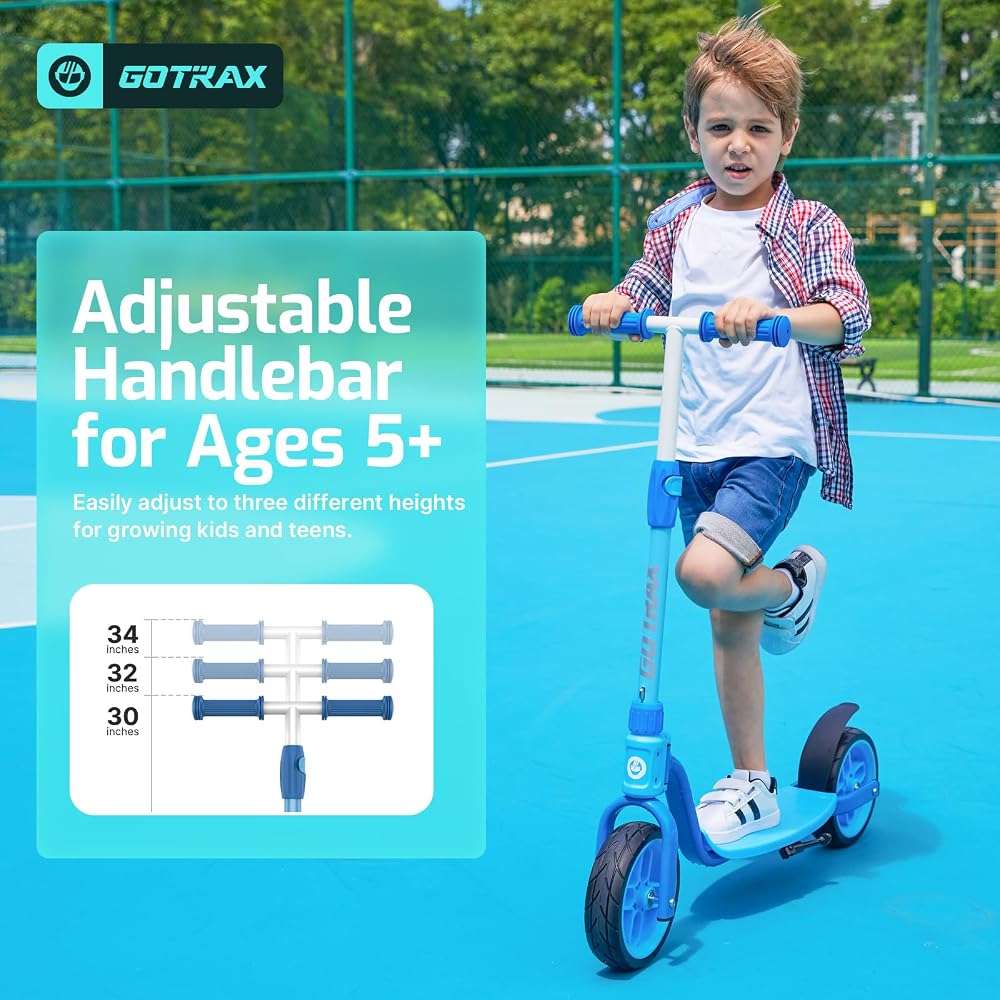 Gotrax KS8 Kick Scooter for Kids 5+, Large 8" Wheels and Height Adjustable Handlebar, Sturdy Wide Deck & Rear Brake, Detachable for Easy Storage, 2 Wheels Kids Scooter, Gift for Boys & Girl - Image 3