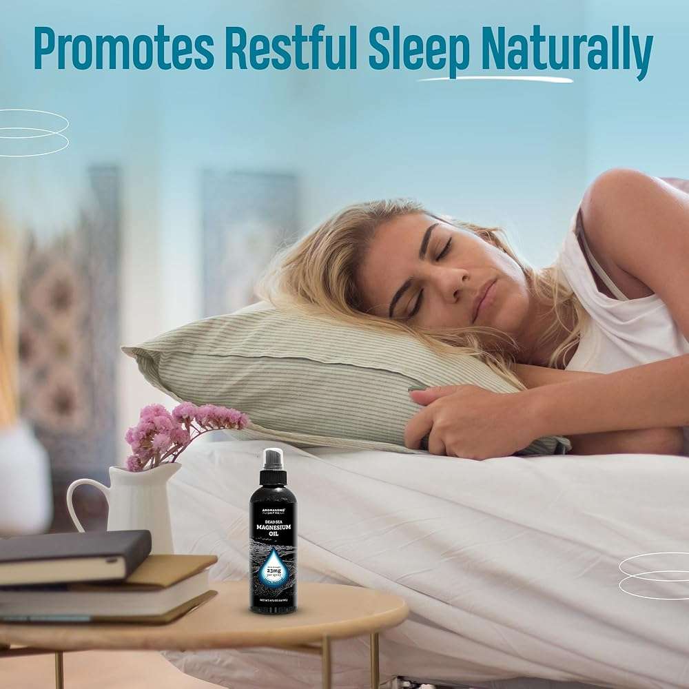 Aromasong Magnesium Oil Spray for Feet & Body – 23mg Magnesium per Spray – Topical Magnesium Spray for Calm Sleep & Leg Discomfort – 2 Pack 8 oz, Made in USA - Image 6