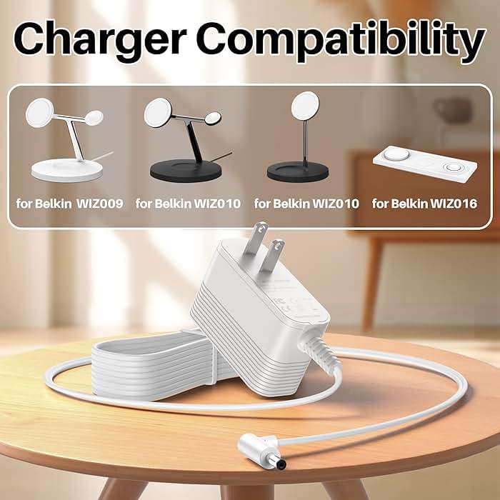 DC 15V Adapter for Belkin Boost Charge Pro WIZ009 K7SWIZ009 WIZ010 WIZ016 WIZ017 WIZ017TT WH BK 3-in-1 Power Cord for 2ACR040G NJ 2ACR040GNJ Charger Power Supply - Image 2