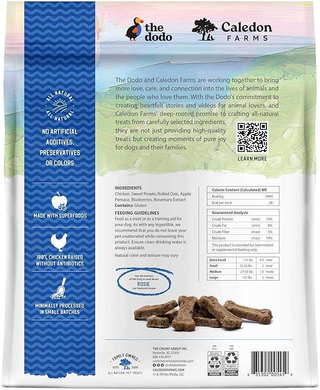 Caledon Farms The Dodo Crunchy Biscuits - Chicken with Apple & Blueberry 19.5oz, Dog Treats, Biscuits - Image 2