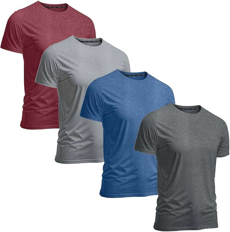 Men's Athletic Workout T-Shirts (Dry Fit, 4-Pack) Moisture Wicking Performance Activewear Gym, Yoga, & Running Tees - Image 1