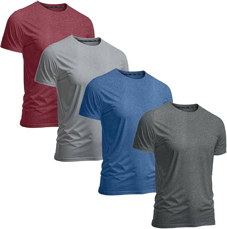 Men's Athletic Workout T-Shirts (Dry Fit, 4-Pack) Moisture Wicking Performance Activewear Gym, Yoga, & Running Tees - Product Image