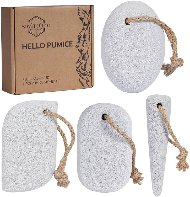 SAMEBUTECO Natural Pumice Stone for Feet Volcanic Pumice Cleaning Stone for Sole of the Foot,Edges of the Foot,Toe Seams Deep Clean,Dry Dead Skin Foot Scrubber White 4 Shapes - Product Image